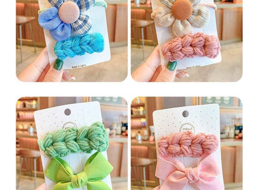 Fashion Blue Flower Hair Rope + Wool Hairpin Yarn Bowknot Small Flowers Children Hairpin Hair Rope,Kids Accessories