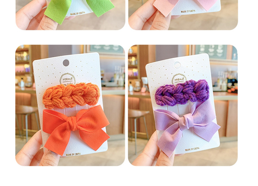 Fashion Purple Bow Hairpin + Wool Hairpin Yarn Bowknot Small Flowers Children Hairpin Hair Rope,Kids Accessories