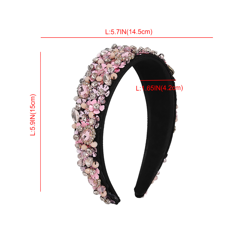 Fashion Pink Fabric Diamond-studded Flower Headband,Head Band