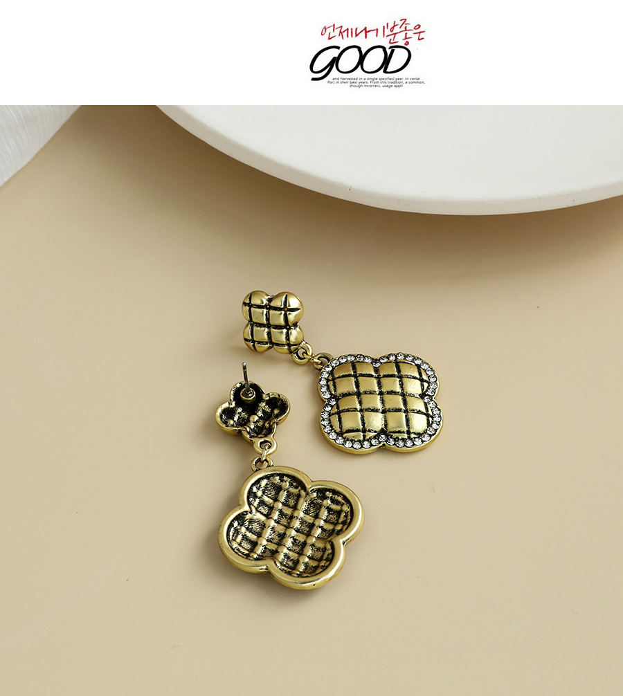 Fashion Bronze Alloy Diamond Five-pointed Star Square Earrings,Drop Earrings