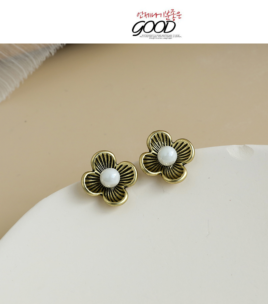 Fashion Bronze Alloy Flower Earrings,Stud Earrings