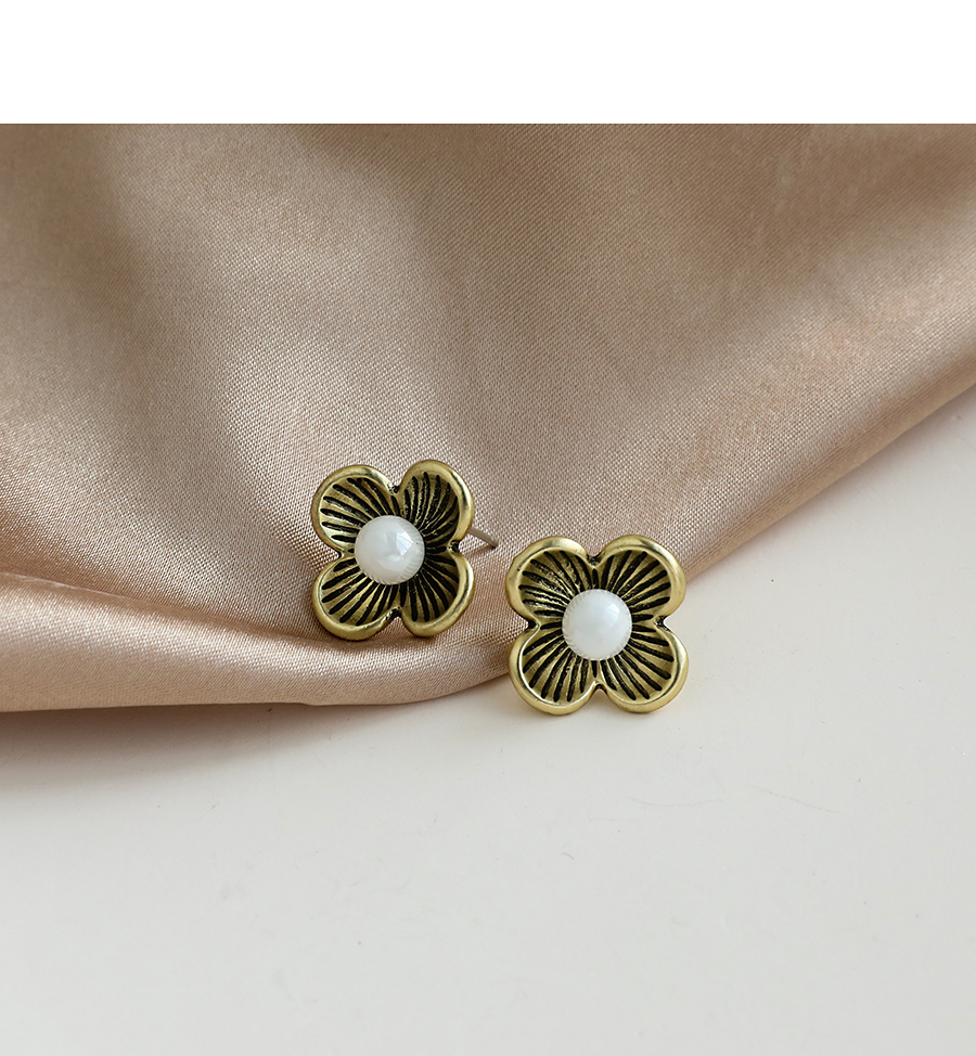 Fashion Bronze Alloy Flower Earrings,Stud Earrings