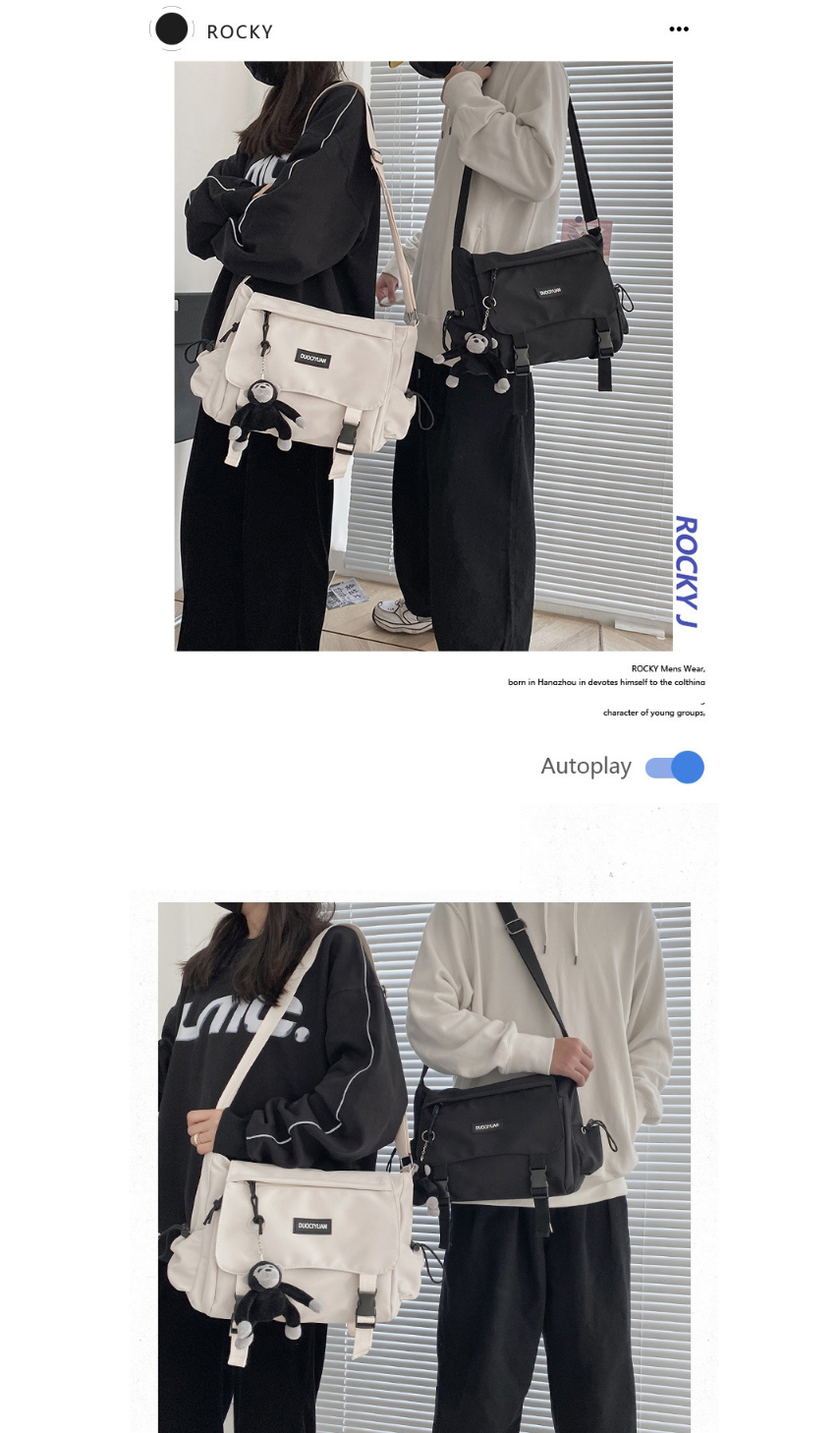 Fashion Black Send Orangutan Pendant Letter Mortise Lock Crossbody Shoulder Bag,Messenger bags