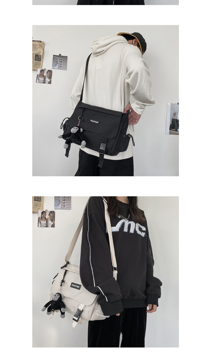 Fashion Black Without Pendant Letter Mortise Lock Crossbody Shoulder Bag,Messenger bags