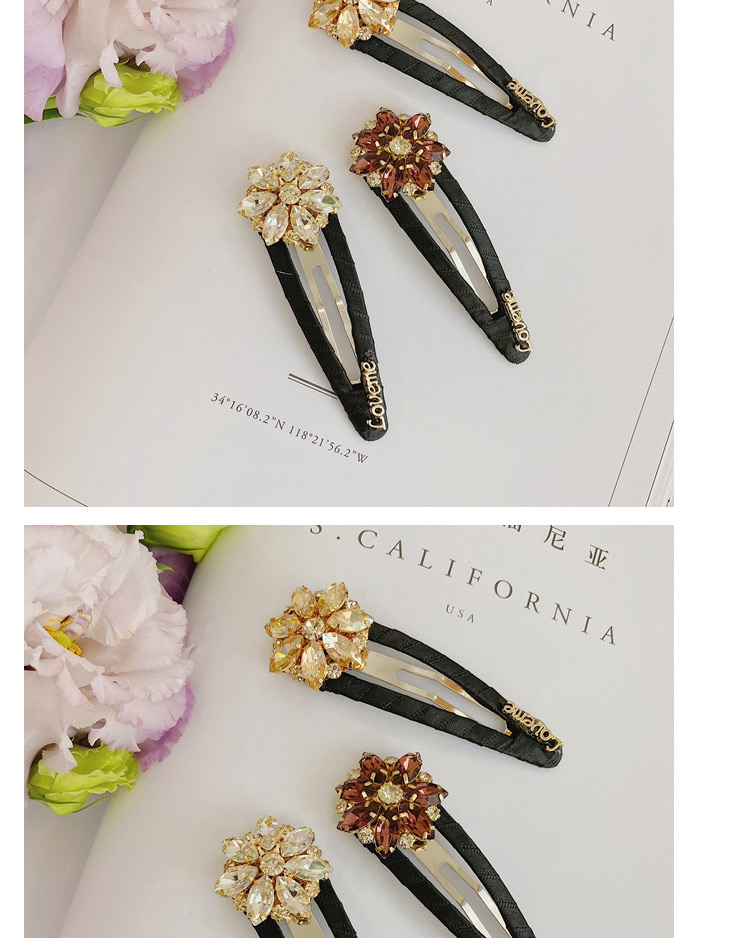 Fashion Champagne Yellow Diamond And Diamond Alloy Hollow Hairpin,Hairpins