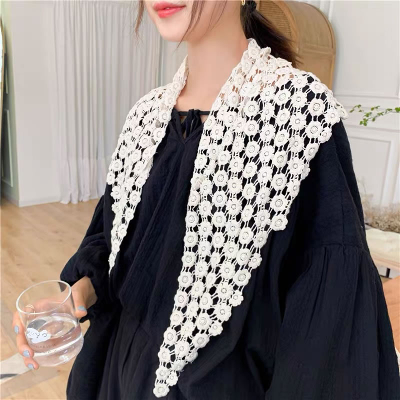 Fashion Black Lace Hollow Triangle Scarf,Thin Scaves