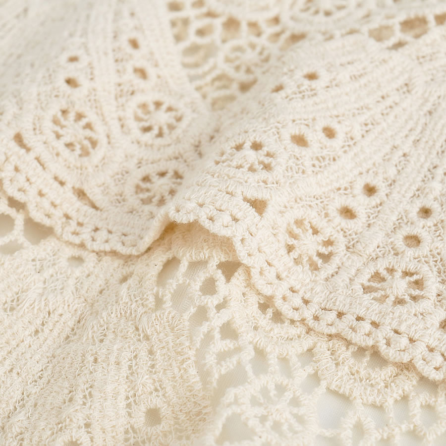 Fashion Creamy-white Hollow Lace Round Neck Waistcoat,Thin Scaves