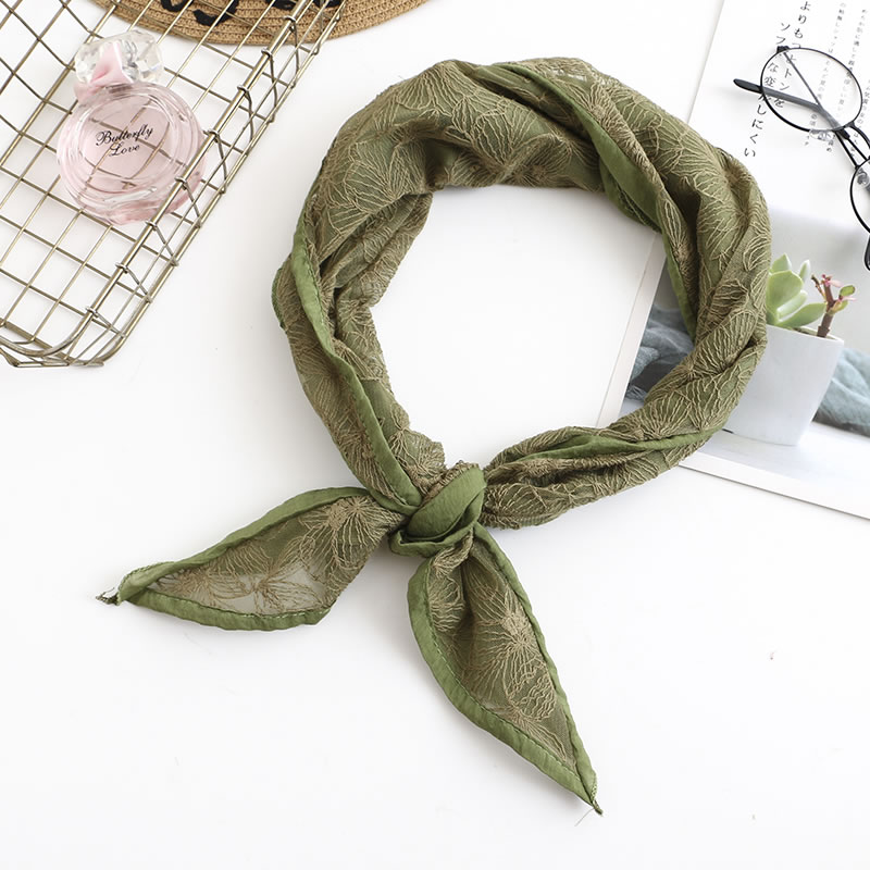 Fashion Green Lace Stitching Pure Color Triangle Scarf,Thin Scaves