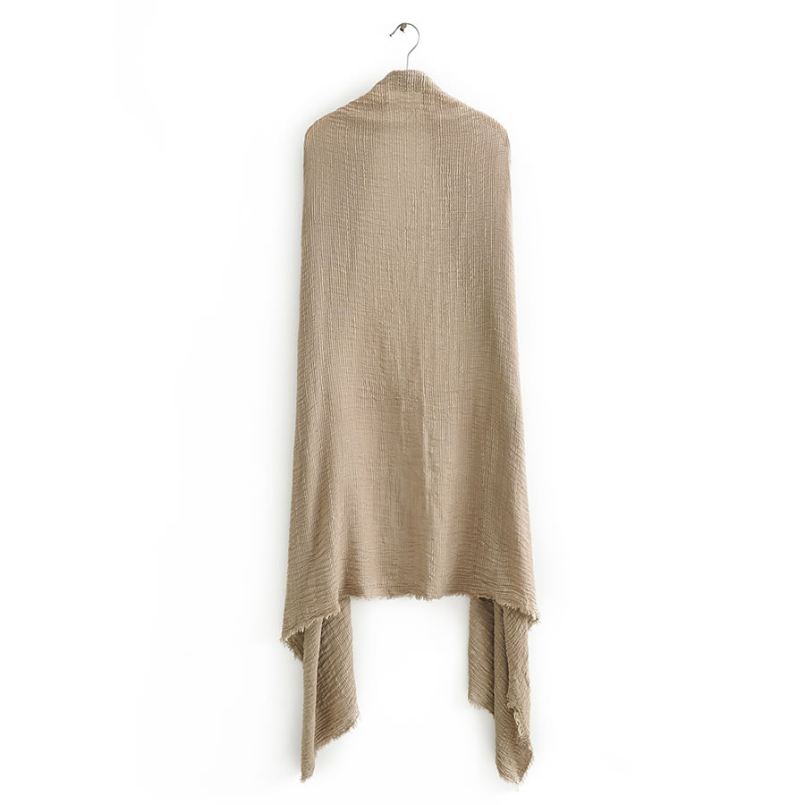 Fashion Khaki Contrasting Side Vertical Stripes Cotton And Linen Scarf Shawl,knitting Wool Scaves