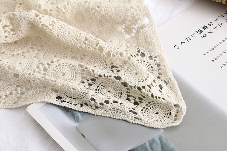 Fashion Beige Circle Pattern Lace Triangle Scarf,Thin Scaves