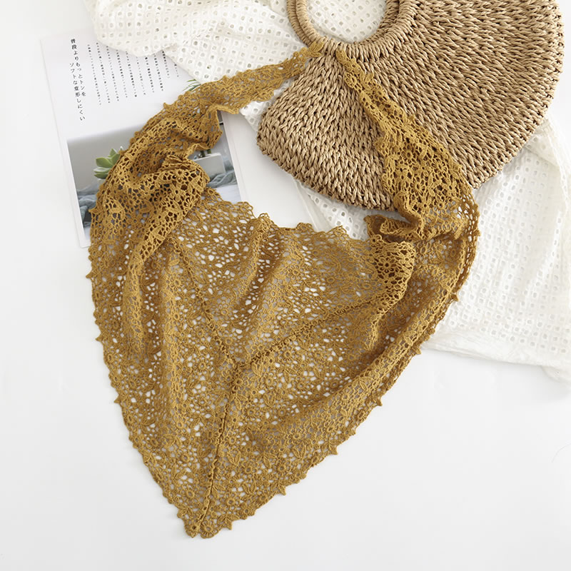 Fashion Ginger Pure Color Lace Triangle Scarf Shawl,Thin Scaves