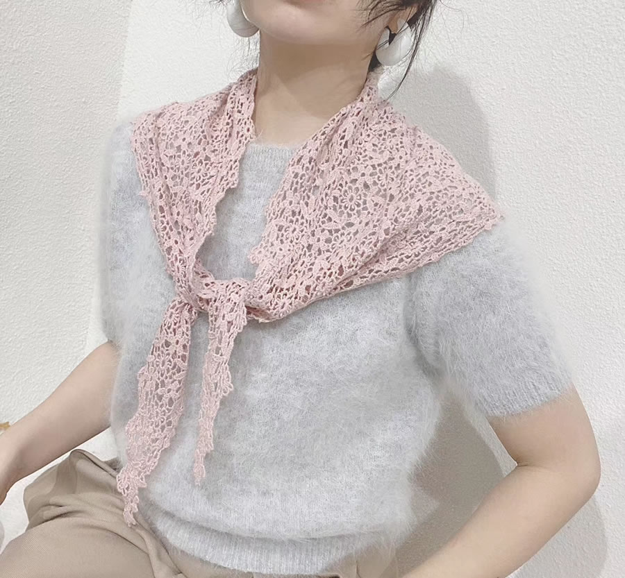 Fashion Beige Pure Color Lace Triangle Scarf Shawl,Thin Scaves