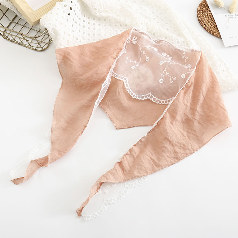 Fashion Pink Lace Stitching Solid Color Triangle Scarf,Thin Scaves