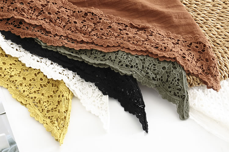 Fashion Black Lace Stitching Pure Color Triangle Shawl,Thin Scaves