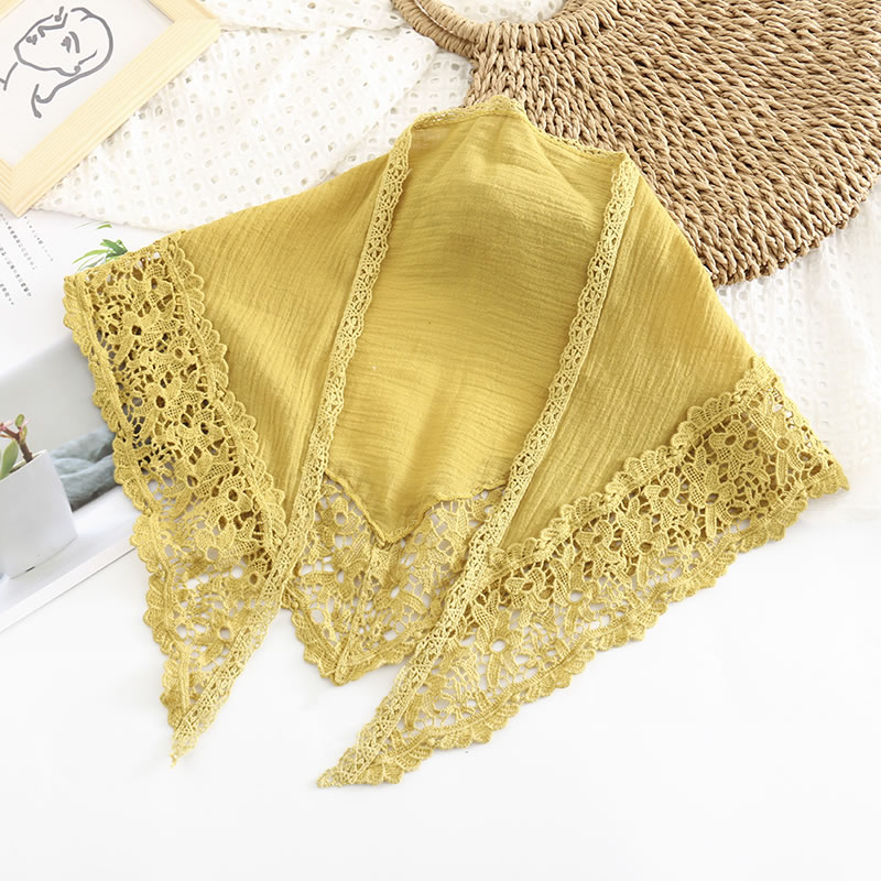 Fashion Armygreen Lace Stitching Pure Color Triangle Shawl,Thin Scaves