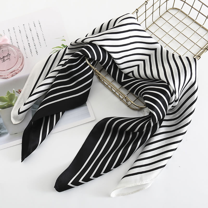 Fashion White Striped Printed Silk Small Square Scarf,Thin Scaves