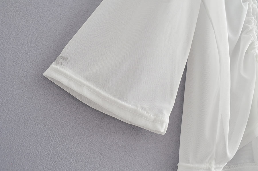 Fashion White Pure Color Drawstring Long-sleeved Mesh Sunscreen,Sunscreen Shirts