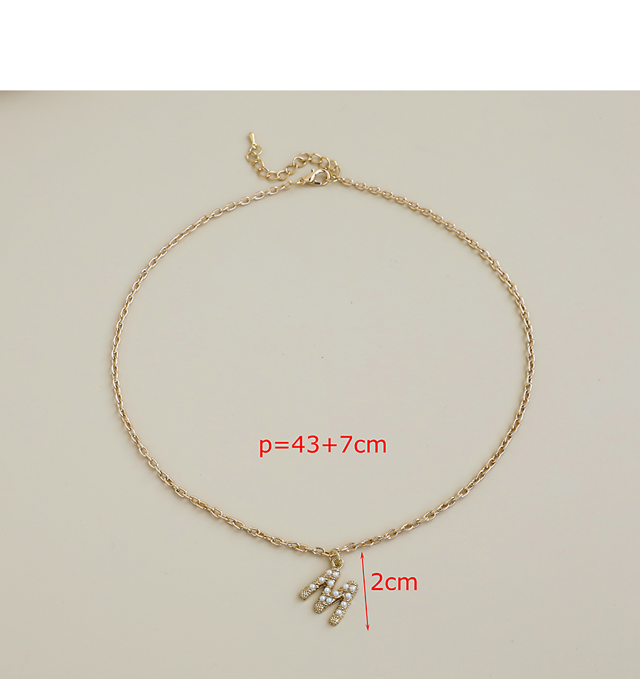 Fashion D Alloy Pearl Letter Necklace,Chains
