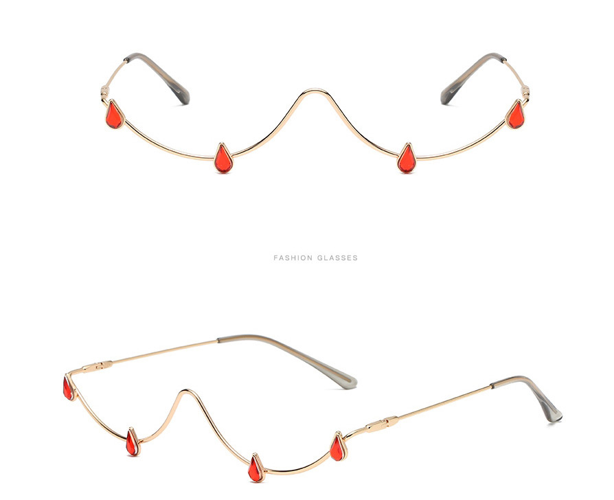 Fashion Red Diamond Water Drop Diamond Lensless Glasses Frame,Glasses Accessories