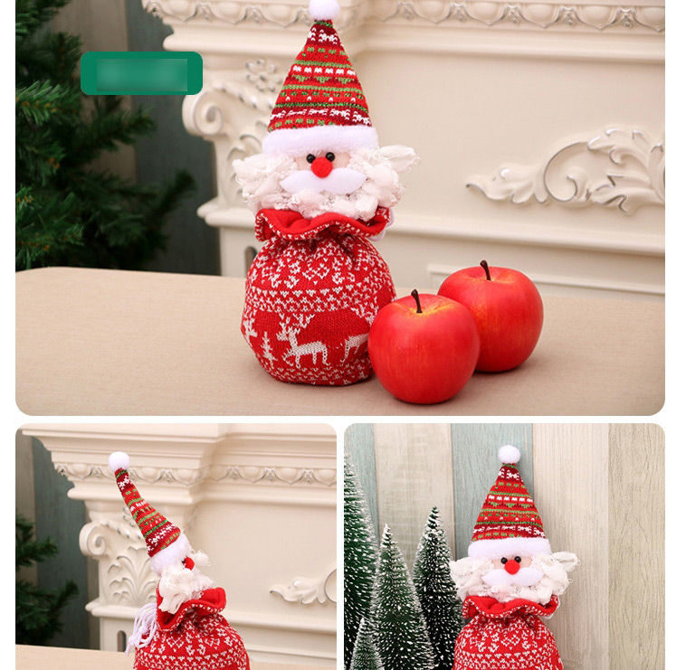 Fashion Bear Christmas Knitted Yarn Closure Child Apple Gift Bag,Festival & Party Supplies