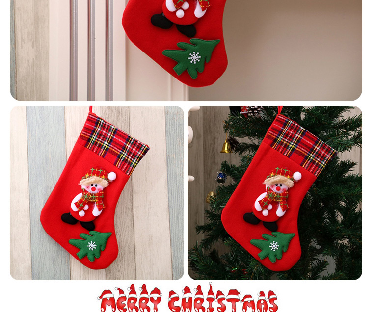 Fashion Deer Christmas Plaid Stitching Plush Three-dimensional Christmas Socks,Festival & Party Supplies