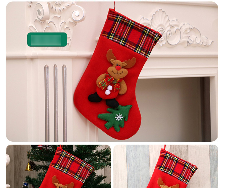 Fashion Snowman Christmas Plaid Stitching Plush Three-dimensional Christmas Socks,Festival & Party Supplies