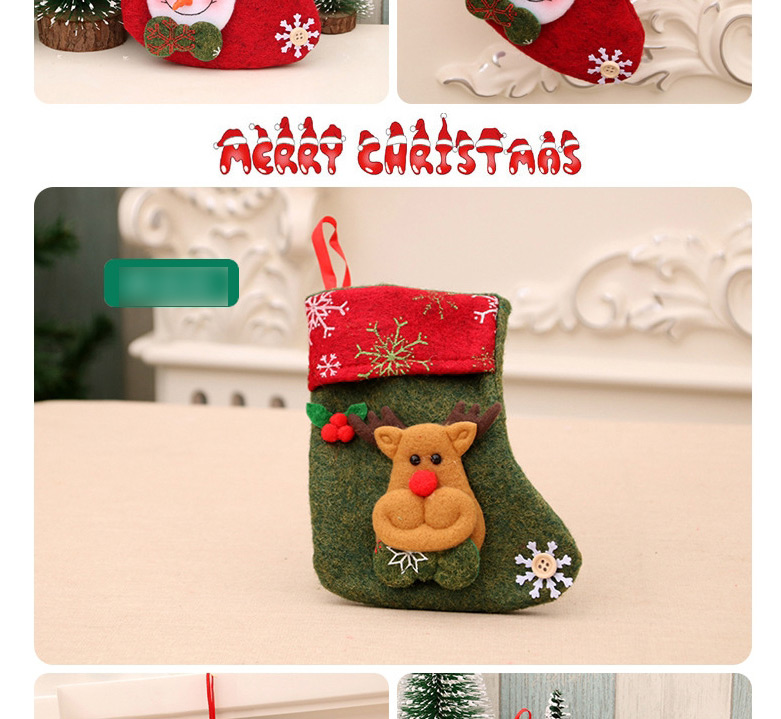 Fashion Bear Christmas Print Stitching Elderly Elk Christmas Socks,Festival & Party Supplies