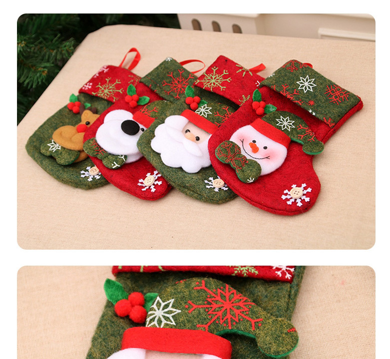 Fashion Bear Christmas Print Stitching Elderly Elk Christmas Socks,Festival & Party Supplies
