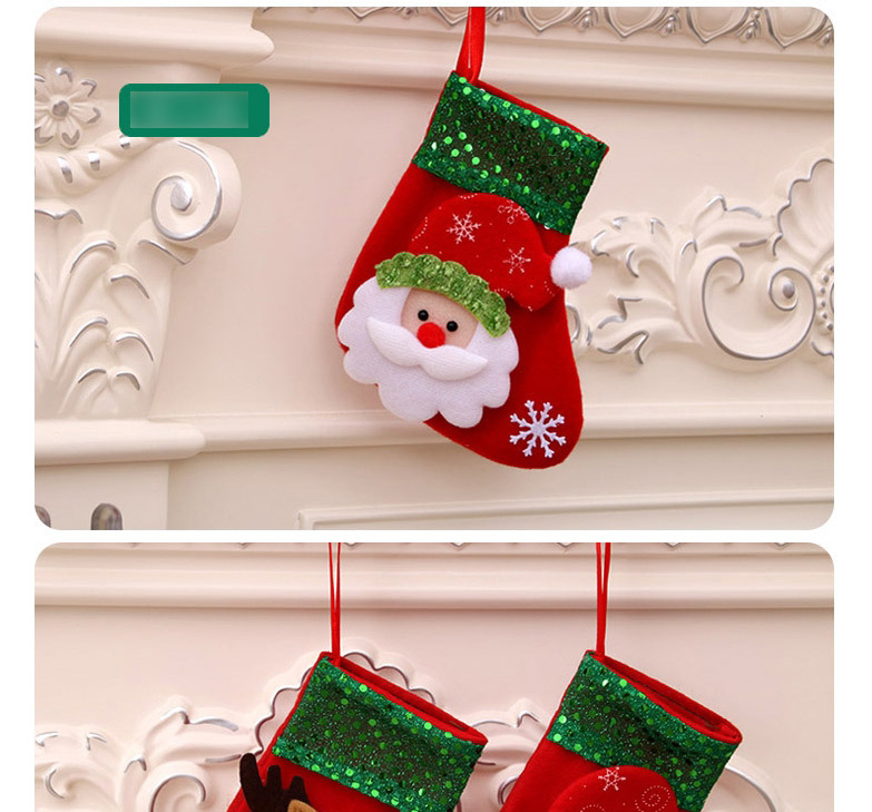 Fashion Small Old Man Sequin Santa Three-dimensional Stitching Christmas Socks,Festival & Party Supplies