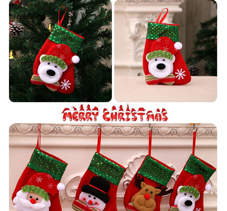 Fashion Small Old Man Sequin Santa Three-dimensional Stitching Christmas Socks,Festival & Party Supplies