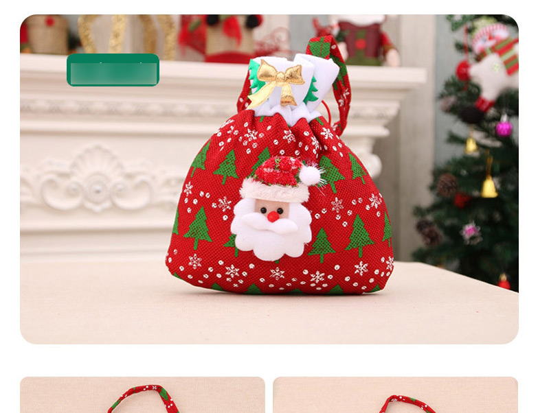 Fashion Red Snowman Christmas Golden Velvet Drawstring Apple Gift Bag,Festival & Party Supplies