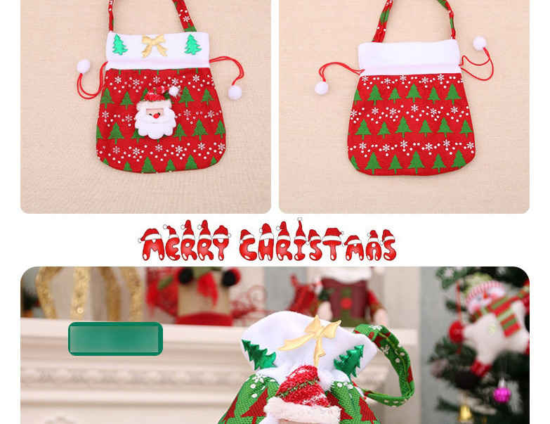 Fashion Green Old Man Christmas Golden Velvet Drawstring Apple Gift Bag,Festival & Party Supplies