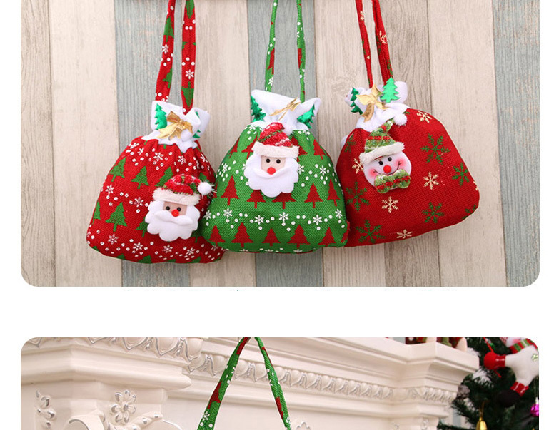 Fashion Red Old Man Christmas Golden Velvet Drawstring Apple Gift Bag,Festival & Party Supplies