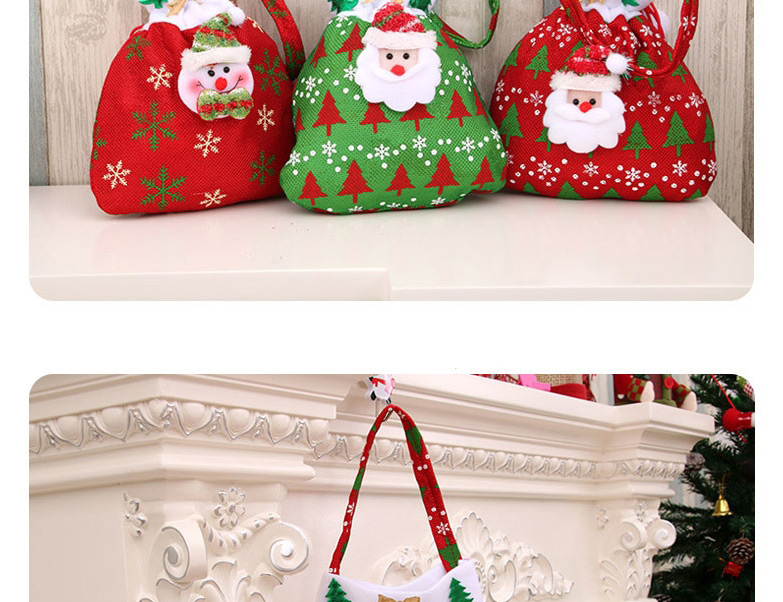 Fashion Red Snowman Christmas Golden Velvet Drawstring Apple Gift Bag,Festival & Party Supplies