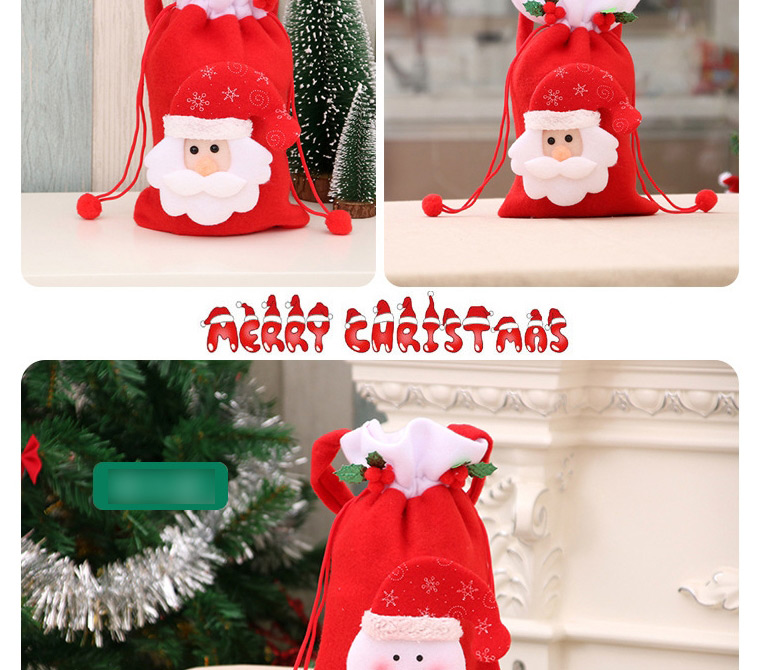 Fashion Bear Santa Stitching Drawstring Childrens Three-dimensional Gift Bag,Festival & Party Supplies