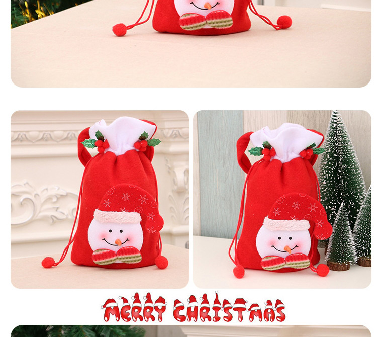 Fashion Bear Santa Stitching Drawstring Childrens Three-dimensional Gift Bag,Festival & Party Supplies
