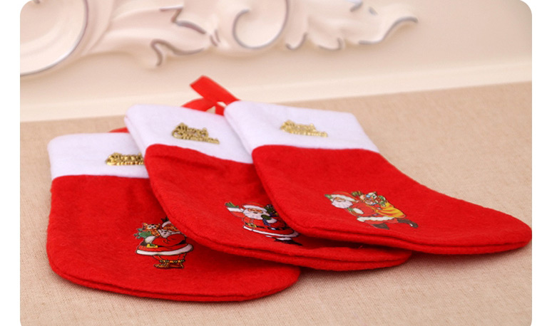 Fashion Red Non-woven Stitching Contrast Color Christmas Socks,Festival & Party Supplies