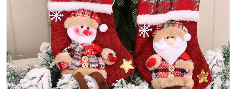Fashion Bear Christmas Doll Doll Three-dimensional Linen Long-leg Christmas Socks,Festival & Party Supplies