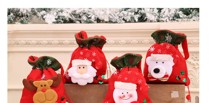 Fashion Snowman Santa Dimensional Print Drawstring Children Gift Bag,Festival & Party Supplies