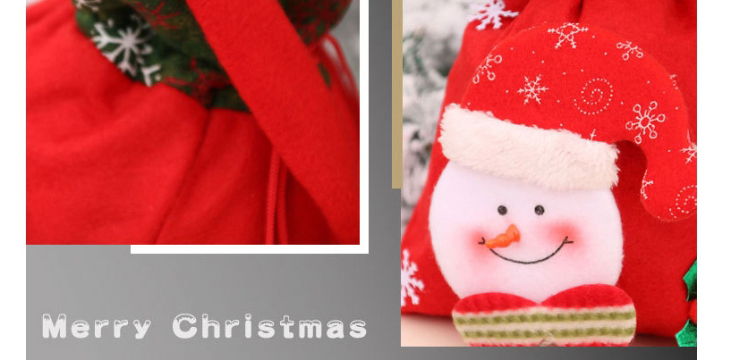 Fashion Snowman Santa Dimensional Print Drawstring Children Gift Bag,Festival & Party Supplies