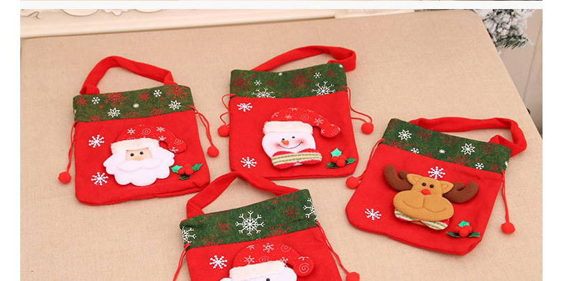 Fashion Old Man Santa Dimensional Print Drawstring Children Gift Bag,Festival & Party Supplies