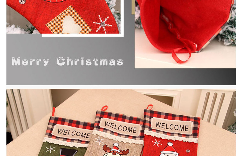 Fashion Deer Polyester Fabric Check Color Printing Christmas Socks,Festival & Party Supplies