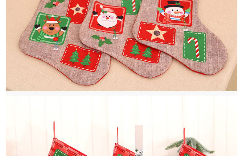 Fashion Old Man Christmas Linen Letter Print Christmas Socks,Festival & Party Supplies