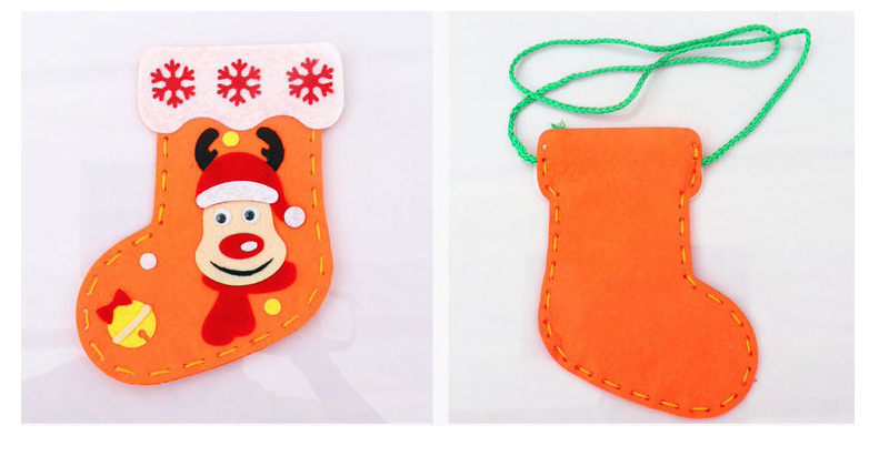 Fashion Orange Christmas Handmade Stitching Contrast Color Christmas Socks,Festival & Party Supplies