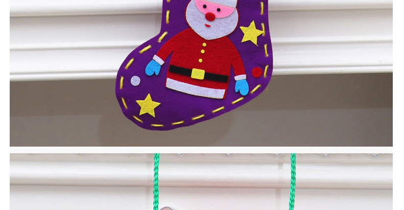 Fashion Purple Christmas Handmade Stitching Contrast Color Christmas Socks,Festival & Party Supplies