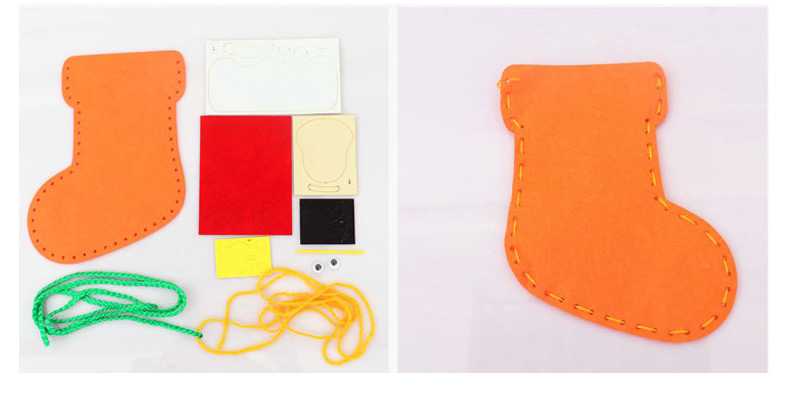 Fashion Yellow Christmas Handmade Stitching Contrast Color Christmas Socks,Festival & Party Supplies