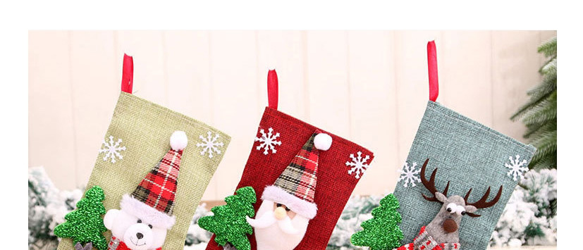 Fashion Deer Linen Checkered Christmas Stockings,Festival & Party Supplies