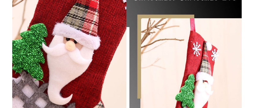 Fashion Old Man Linen Plaid Contrast Color Christmas Socks,Festival & Party Supplies