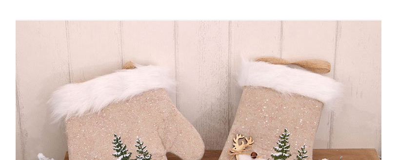 Fashion Gloves Linen Machine Embroidered Elk Christmas Stocking Gloves,Festival & Party Supplies