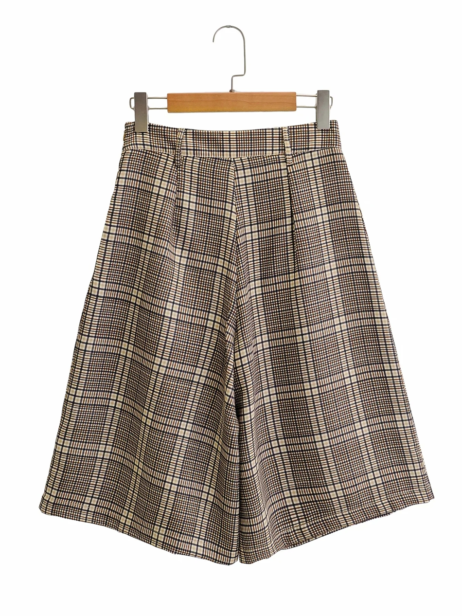 Fashion Coffee Color Houndstooth Single-breasted Skirt,Skirts